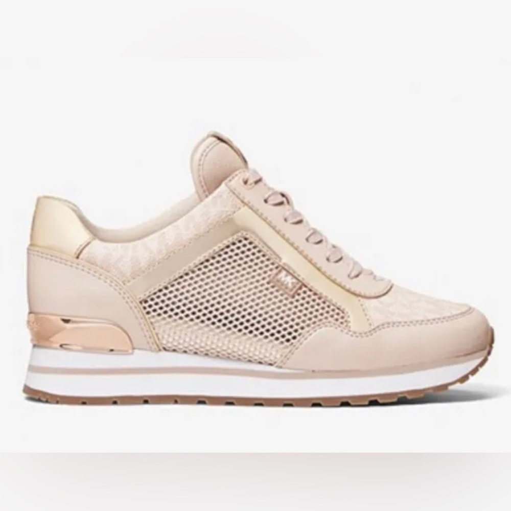 Michael Michael Kors Maddy Mixed-Media Soft Pink Trainers 7US 5IK 38EU